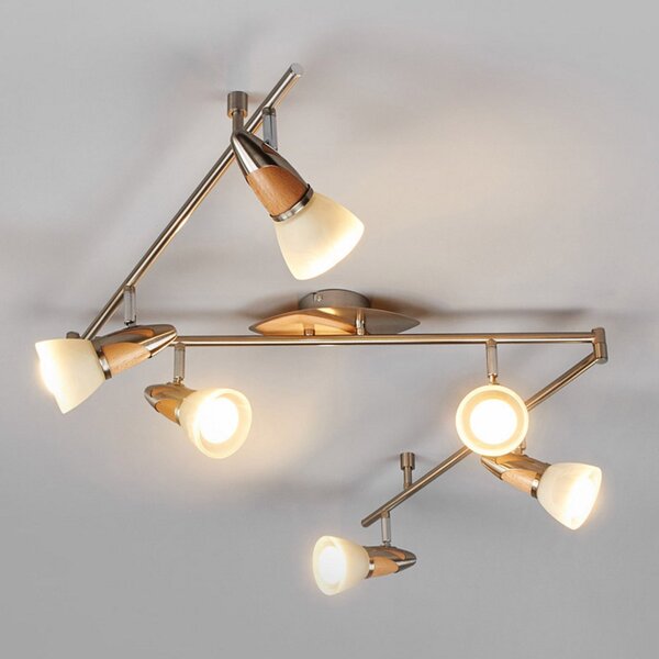 Stropné Lampa Lindby, Marena, stmievateľné, Drevo, Obývacia izba, Kov, Rustikálny