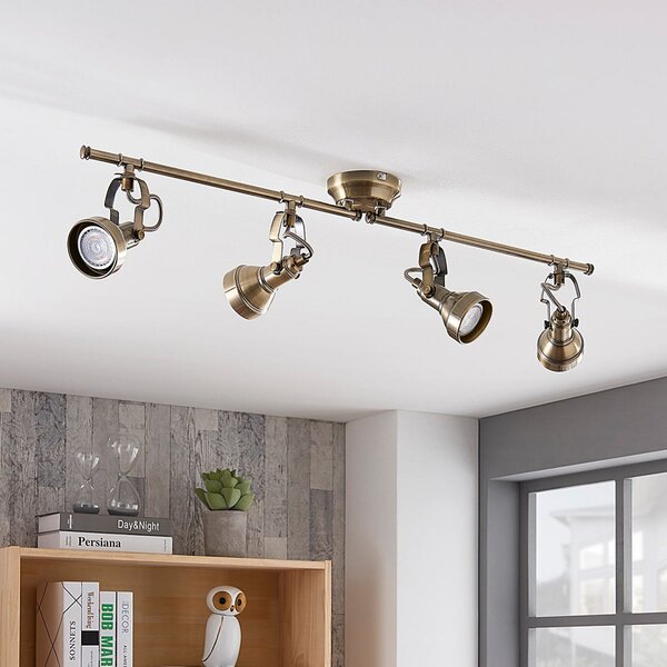 Stropné Lampa Lindby, PERSEAS, stmievateľné, Bronzová / Stará Mosadz, Obývacia izba, Kov, Starožitný