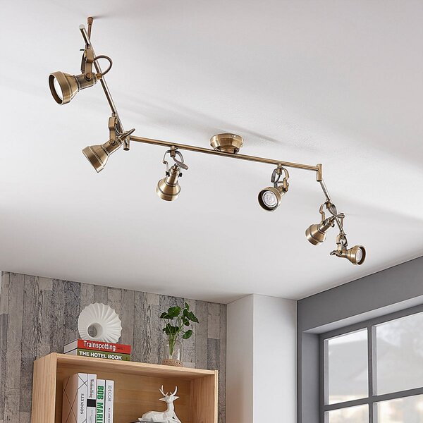 Stropné Lampa Lindby, PERSEAS, stmievateľné, Bronzová / Stará Mosadz, Obývacia izba, Kov, Starožitný
