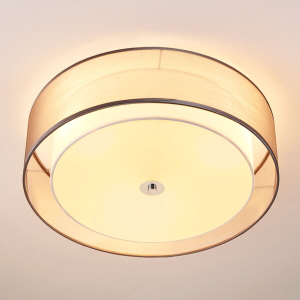 Stropné Lampa Lindby, Tobia, stmievateľné, Sivá, Obývacia izba, Tkanina / Textil, Moderný