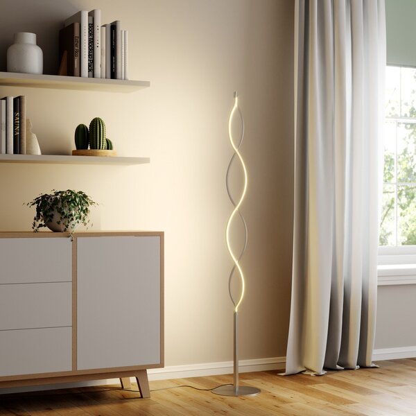 Stojacie Lampa Lindby, Auron, stmievateľné, Sivá, Obývacia izba, Kov, Moderný