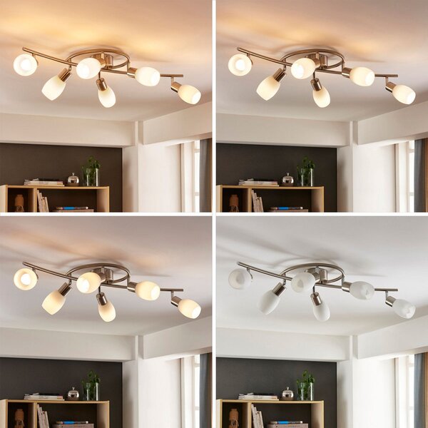 Stropné Lampa Lindby, Arda, stmievateľné, Metalická, Obývacia izba, Sklo, Moderný