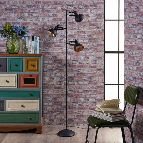 Stojacie Lampa Lindby, Lilly, Čierna, Obývacia izba, Kov, Industriálny