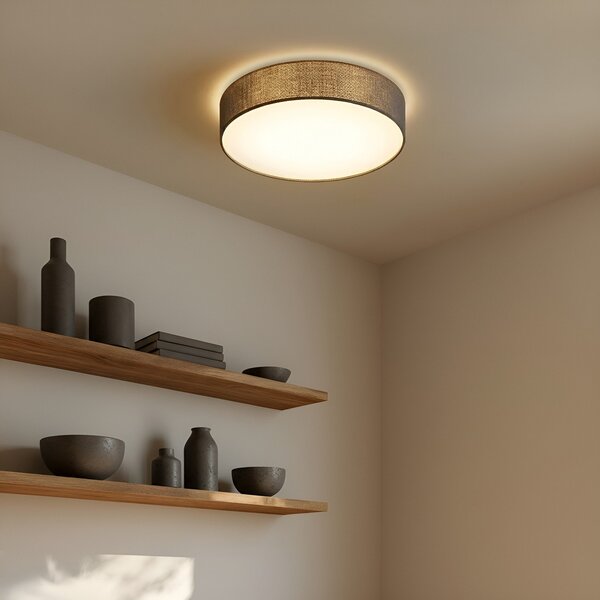 Stropné Lampa Lindby, Sebatin, stmievateľné, Sivá, Spálňa, Tkanina / Textil, Moderný
