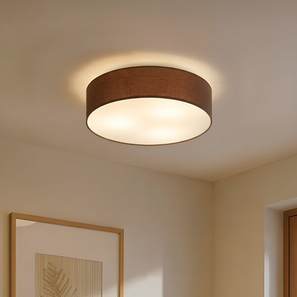 Stropné Lampa Lindby, Sebatin, stmievateľné, Hnedá / Hrdzavá, Spálňa, Tkanina / Textil, Moderný
