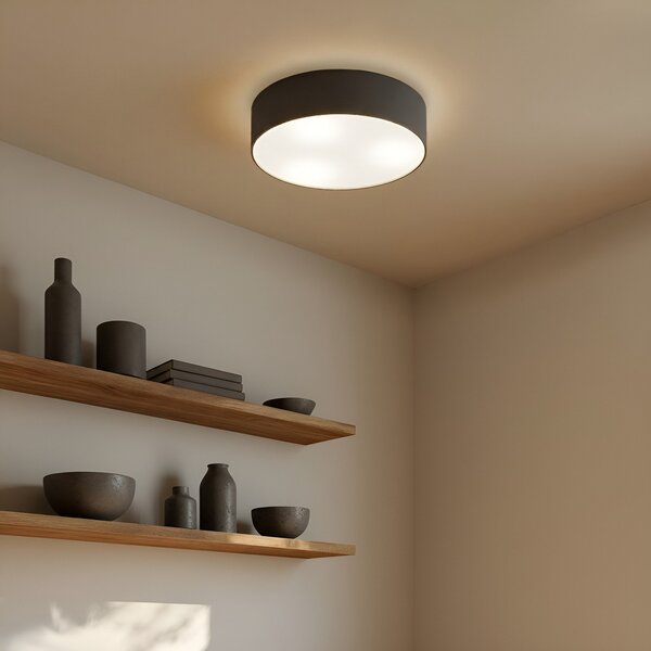 Stropné Lampa Lindby, Sebatin, stmievateľné, Sivá, Spálňa, Tkanina / Textil, Moderný