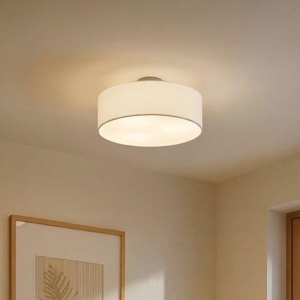 Stropné Lampa Lindby, Sebatin, stmievateľné, Biela, Spálňa, Tkanina / Textil, Moderný