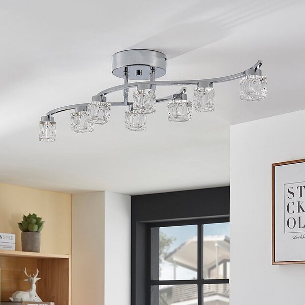 Stropné Lampa Lindby, Yaro, stmievateľné, Metalická, Obývacia izba, Kov, Moderný