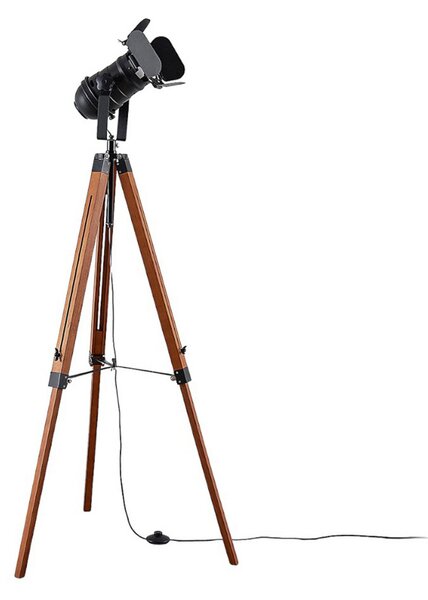 Stojacie Lampa Lindby, Hilma, Hnedá / Hrdzavá, Obývacia izba, Drevo, Industriálny