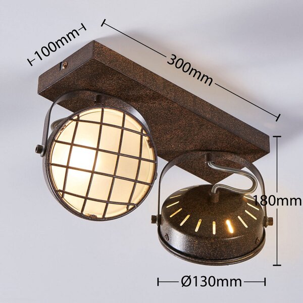 Stropné Lampa Lindby, Tamin, stmievateľné, Hnedá / Hrdzavá, Obývacia izba, Kov, Industriálny