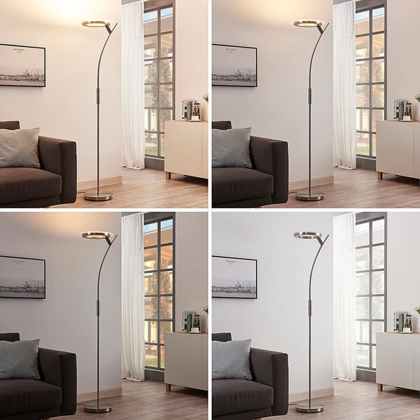 Stojacie Lampa Lindby, Darion, stmievateľné, Sivá, Obývacia izba, Kov, Moderný