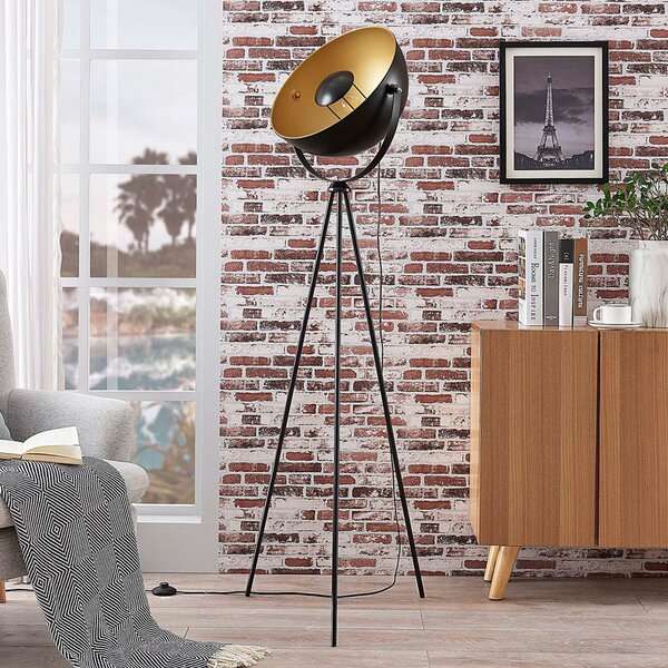 Stojacie Lampa Lindby, Meline, Čierna, Obývacia izba, Kov, Moderný