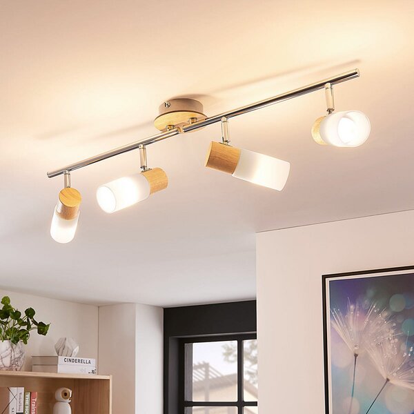 Stropné Lampa Lindby, Christoph, Drevo, Obývacia izba, Drevo, Rustikálny