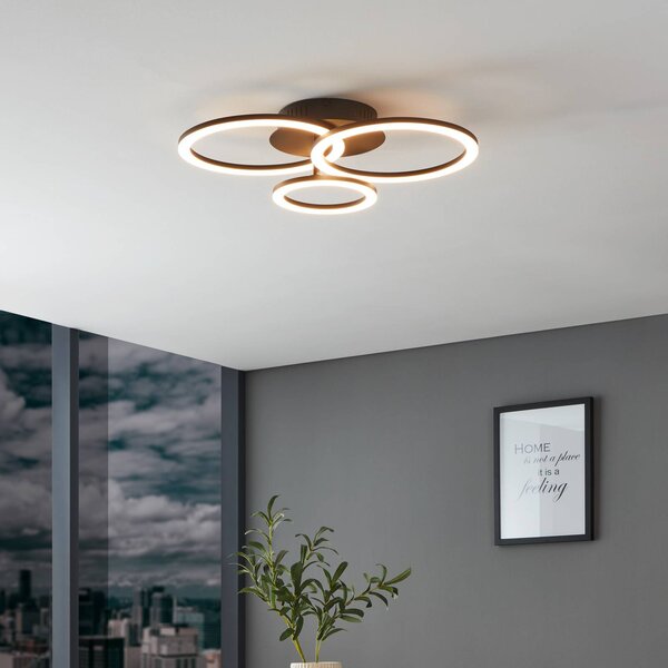 EGLO connect Parrapos-Z stropné LED svetlo, 3-pl., Čierna, Obývacia izba / jedáleň, kov, Moderný, Stropné svetlo