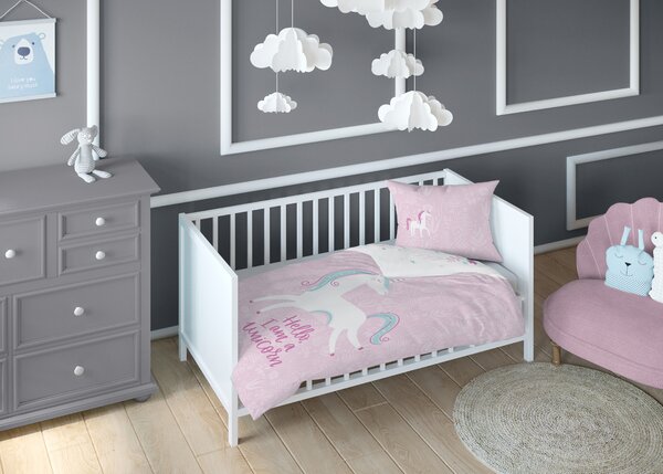 Detexpol Bambusová posteľná bielizeň 100x135 cm + 40x60 cm - Unicorn pink
