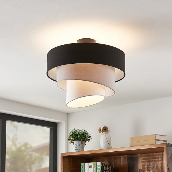 Stropné Lampa Lindby, Coria, stmievateľné, Béžová, Obývacia izba, Tkanina / Textil, Moderný