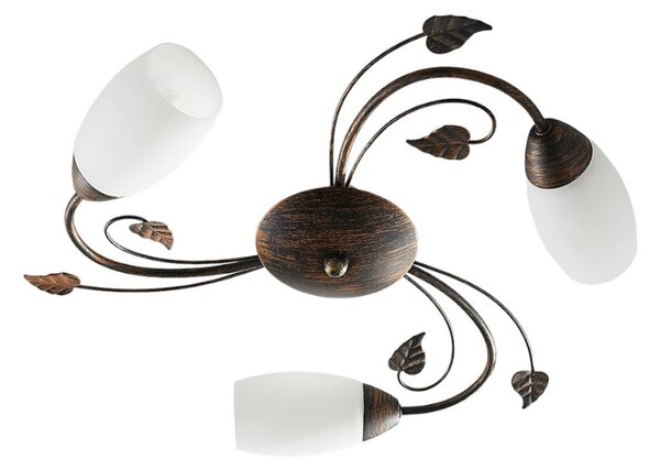 Stropné Lampa Lindby, Stefania, stmievateľné, Hnedá / Hrdzavá, Obývacia izba, Sklo, Starožitný