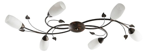 Stropné Lampa Lindby, Stefania, stmievateľné, Hnedá / Hrdzavá, Obývacia izba, Sklo, Starožitný