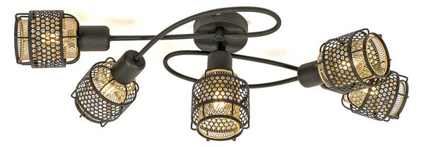 Stropné Lampa Lindby, Eudoria, stmievateľné, Čierna, Obývacia izba, Kov, Moderný