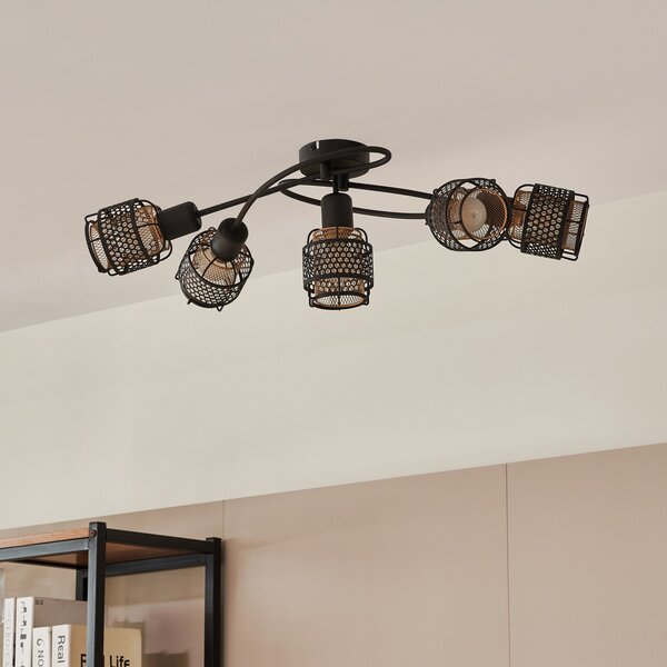 Stropné Lampa Lindby, Eudoria, stmievateľné, Čierna, Obývacia izba, Kov, Moderný