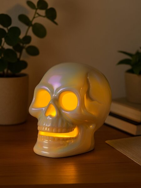 Sinsay - LED stolná lampa v tvare lebky - biela