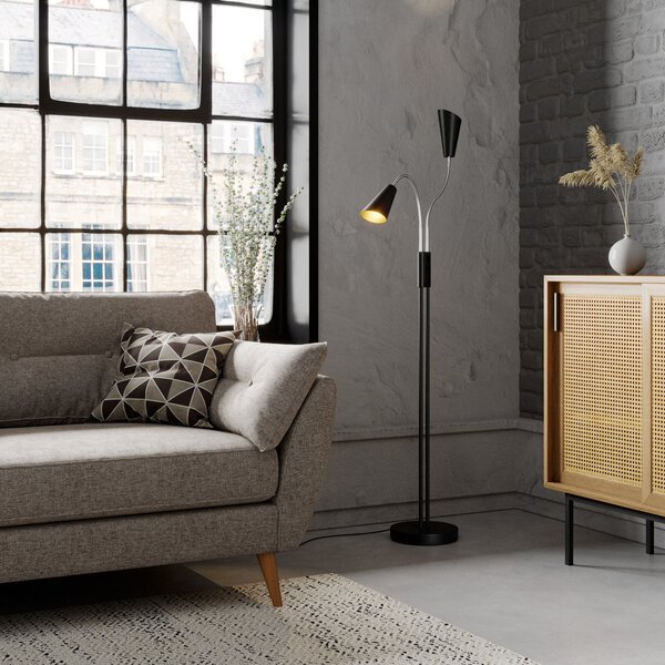 Stojacie Lampa Lucande, Medira, Čierna, Obývacia izba, Kov, Moderný