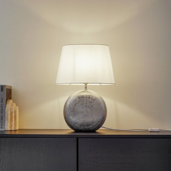 Stolové Lampa Lindby, Florentino, Biela, Obývacia izba, Tkanina / Textil