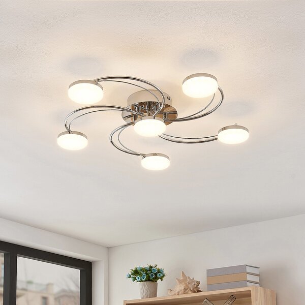 Stropné Lampa Lindby, Rouven, Metalická, Obývacia izba, Kov, Moderný