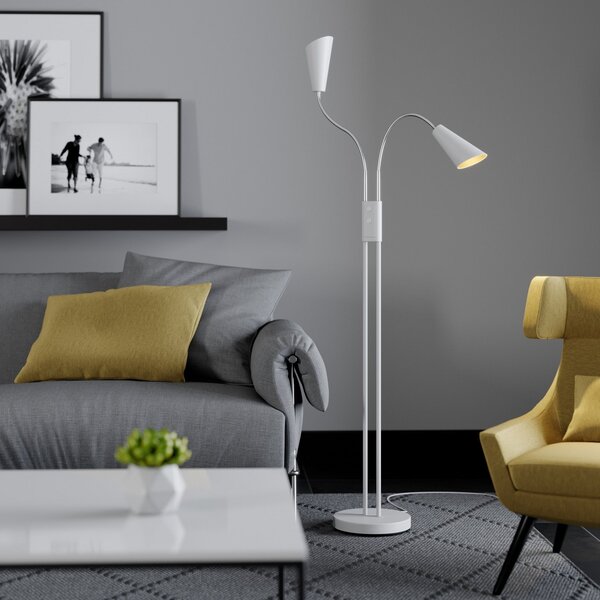 Stojacie Lampa Lucande, Medira, Biela, Obývacia izba, Kov, Moderný