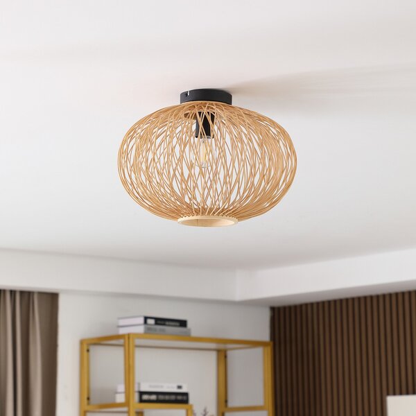 Stropné Lampa Lindby, Solvira, stmievateľné, Drevo, Obývacia izba, Bambus, Boho