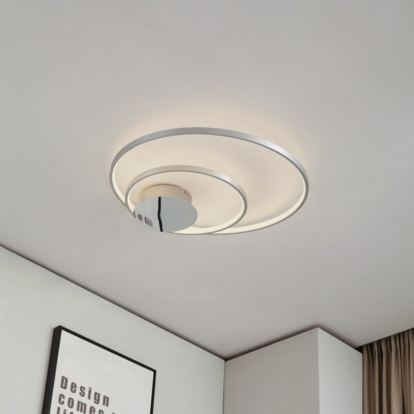 Stropné Lampa Lindby, Nerwin, stmievateľné, Metalická, Obývacia izba, Kov, Moderný