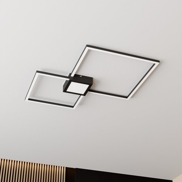 Stropné Lampa Lindby, Duetto, stmievateľné, Čierna, Obývacia izba, Kov, Moderný