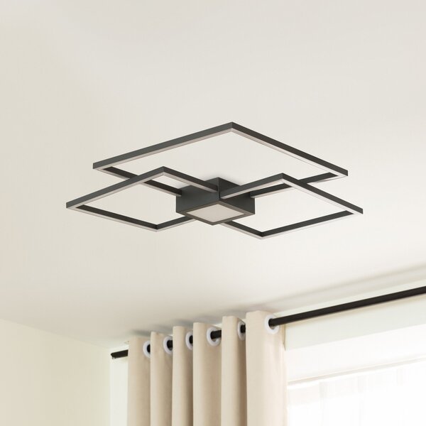 Stropné Lampa Lindby, Duetto, stmievateľné, Čierna, Obývacia izba, Kov, Moderný