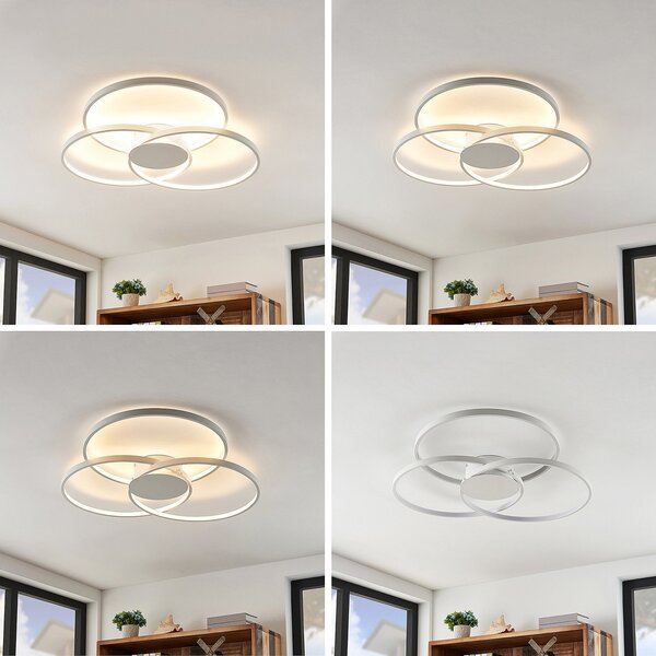 Stropné Lampa Lindby, Riley, stmievateľné, Biela, Obývacia izba, Hliník, Moderný