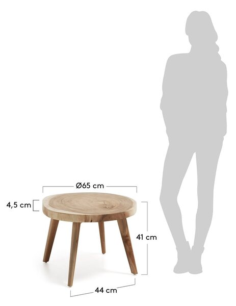 Okrúhly odkladací stolík z masívu munggur ø 65 cm Wellcres – Kave Home