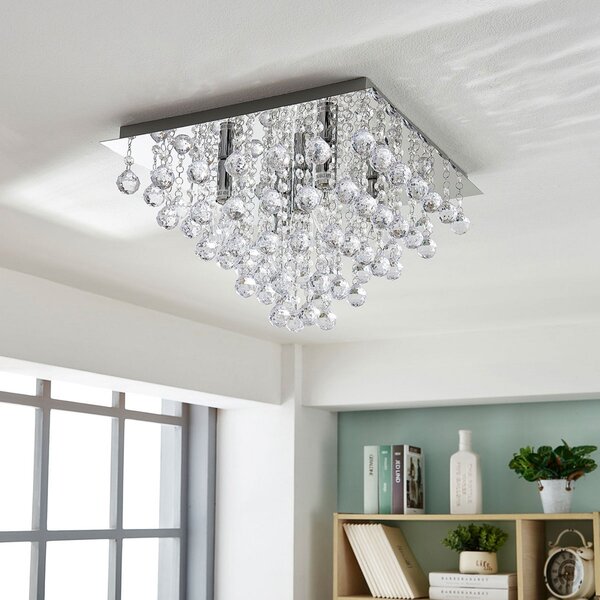 Stropné Lampa Lindby, Annica, stmievateľné, Transparentná, Obývacia izba, Kov, Moderný