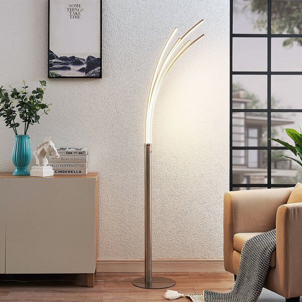 Stojacie Lampa Lindby, Boba, Metalická, Obývacia izba, Hliník, Moderný