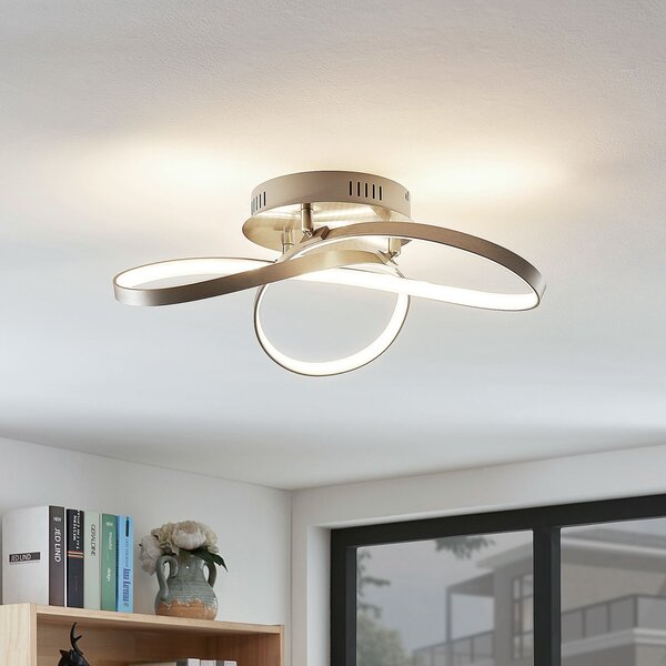 Stropné Lampa Lindby, Saliha, stmievateľné, Metalická, Obývacia izba, Hliník, Moderný