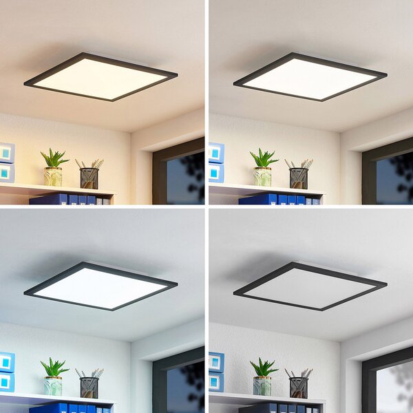 Stropné Lampa Lindby, Nelios, stmievateľné, Čierna, Kuchyňa, Plast, Moderný