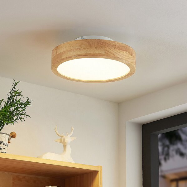 Stropné Lampa Lindby, Lanira, stmievateľné, Drevo, Obývacia izba, Drevo, Moderný