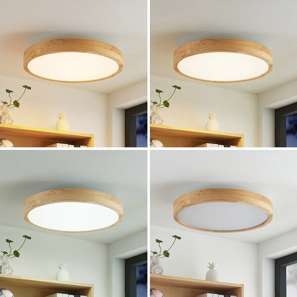 Stropné Lampa Lindby, Lanira, stmievateľné, Drevo, Obývacia izba, Drevo, Moderný