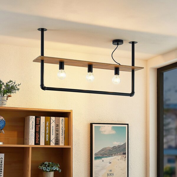Stropné Lampa Lindby, Kirista, stmievateľné, Čierna, Obývacia izba, Kov, Vintage
