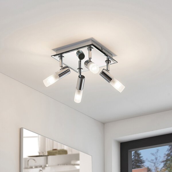 Stropné Lampa Lindby, Zela, stmievateľné, Metalická, Kúpeľňa, Kov, Moderný