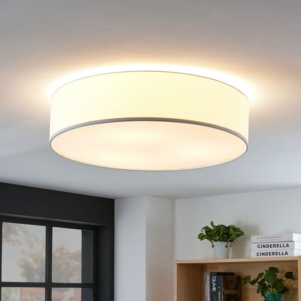 Stropné Lampa Lindby, Gordana, stmievateľné, Biela, Obývacia izba, Tkanina / Textil, Moderný