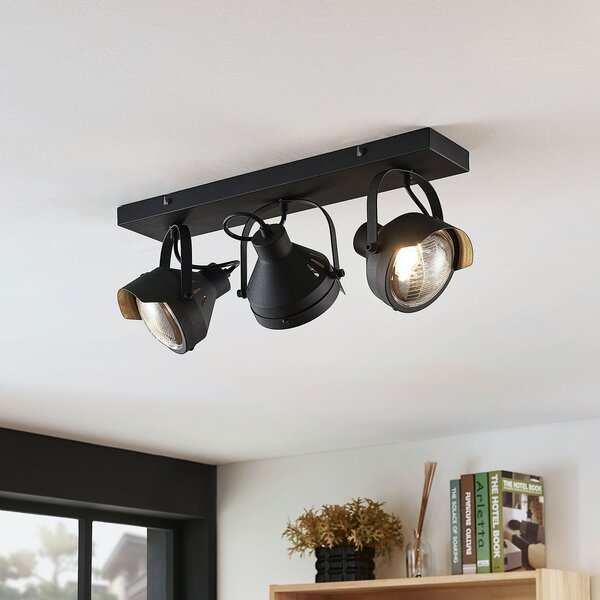 Stropné Lampa Lindby, Henega, stmievateľné, Čierna, Obývacia izba, Kov, Industriálny