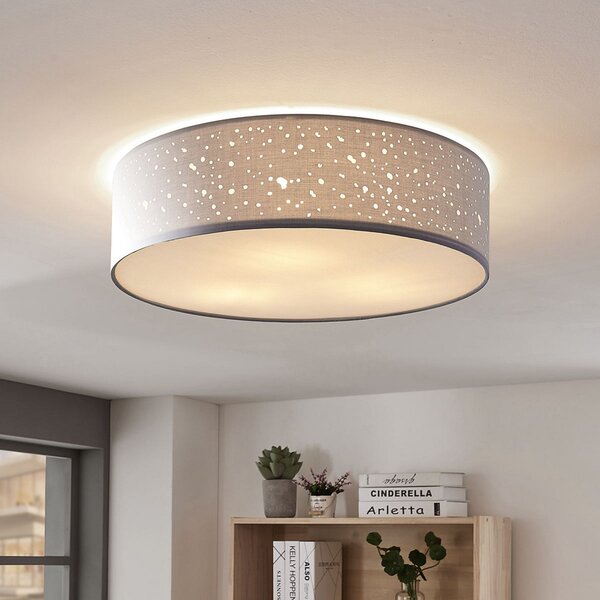 Stropné Lampa Lindby, Umma, stmievateľné, Sivá, Obývacia izba, Tkanina / Textil, Moderný