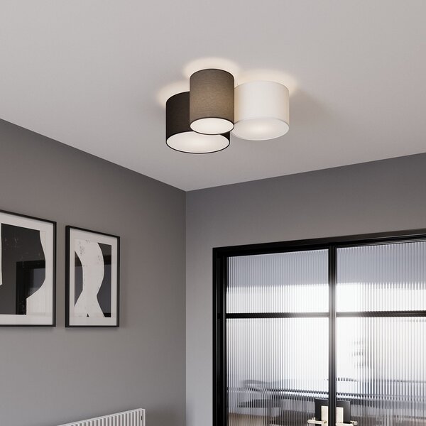 Stropné Lampa Lindby, Laurenz, stmievateľné, Sivá, Obývacia izba, Tkanina / Textil, Moderný