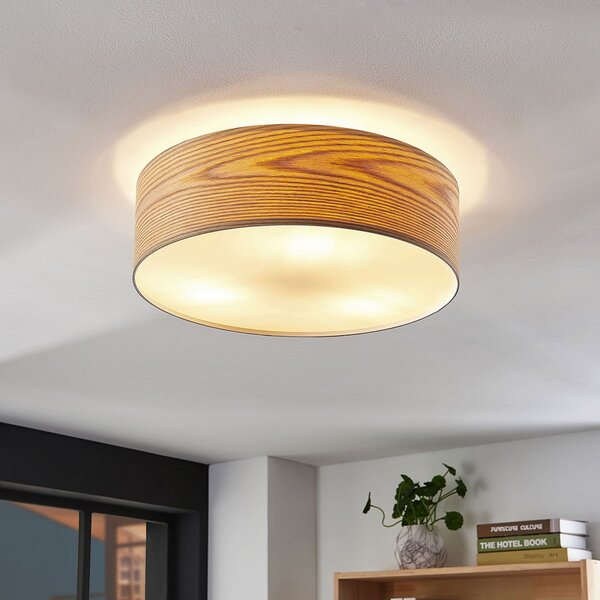 Stropné Lampa Lindby, Dominic, stmievateľné, Drevo, Obývacia izba, Drevo, Škandinávsky