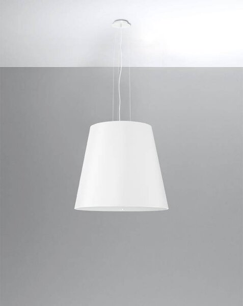 Závesné svietidlo Geneve, 1x biele textilné tienidlo, (biele sklo), (fi 50 cm)