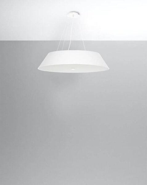 Závesné svietidlo Vega, 1x biele textilné tienidlo, (biele sklo), (fi 70 cm)